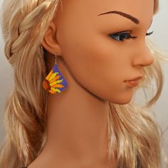 Dangle Boho Beaded Earrings Drops Sunflower Statement Cute - Etsy Hoop Earrings Tutorial, Boho Beaded Earrings, Silver Butterfly Earrings, Earrings Tutorial, Butterfly Earrings Gold, Yellow Sunflower, Gold Butterfly, Floral Jewellery