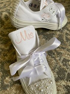 This listing is for you to add sequin bows or ribbon laces to your custom sneaker order. Please pick appropriate item and leave me a note so I know which order you are adding these items to. Please also tell me color for bow and color for laces along with sheer or satin texture. Thank you any questions just message me Bride Sneakers, Embroidered Toilet Paper, Ribbon Laces, Satin Texture, Converse Low Tops, Platform Converse, Sequin Bow, Embroidered Wedding, Sneakers Athletic