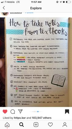 an open notebook with the text how to take notes from the textbooks