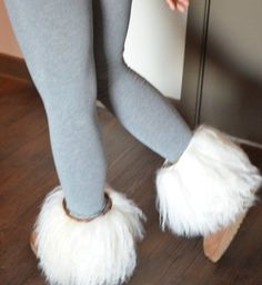 "Mongolian Lamb Boot Cuffs. These now come with an elastic top for extra security! Can be worn on boots or alone. 16 \" wide. Can be gently hand washed if soiled. Lay flat to dry. Or, get professional fur cleaning. Pictured is on a classic short boot." Fur Boot Covers, Bohemian Boots, Fur Leg Warmers, Fluffy Boots, Ugg Style Boots, Mongolian Fur, Mongolian Lamb, Fur Cuffs, Boot Covers