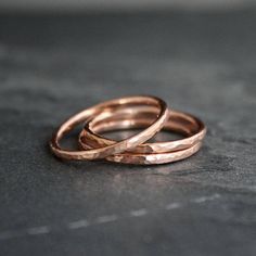 Rose Gold Fill Stacking Rings, Three Hammered Ring Stack, Handmade Ring Bands, 3 Rose Gold filled Ba Hammered Rose Gold Stackable Rings As Gift, Hammered Rose Gold Stackable Rings For Wedding, Wedding Stackable Hammered Rose Gold Rings, Wedding Hammered Rose Gold Stackable Rings, Dainty Hammered Rose Gold Rings, Anniversary Rose Gold Hammered Stackable Rings, Rose Gold Hammered Midi Rings, Set Of Rings, Black Diamond Wedding Bands