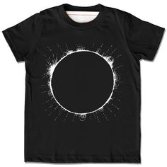 If you were lucky enough to see the Total Solar Eclipse this past August ~ you will definitily appreciate this design!  Whether you were unable to see totality or not, you can enjoy the solar eclipse everyday by wearing this shirt.Hand printed with white ink on a lovely black fabric with a slight distressed look to the print.   The t-shirt is made with an ultra-soft eco-friendly fabric  poly / cotton / rayon, made in the USA, hand screen printed by us in Portland Oregon.Pair this with one of our Black Space-themed T-shirt With Letter Print, Black Cotton Space-themed T-shirt, Black Cotton T-shirt With Space Theme, Black Short Sleeve Space-themed Tops, Space-themed Short Sleeve T-shirt With Screen Print, Space-themed Screen Print Short Sleeve T-shirt, Eclipse Shirt, Solar Eclipse Shirts, Space Tshirt