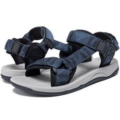 OutPro sport sandal features a cushioned EVA midsole that provides superior support and shock absorption with every step. The men's hiking sandals feature a textured rubber outsole that ensures excellent wear resistance so you can tackle rough terrain with great traction and security. Designed with durable yet soft jacquard webbing for a comfortable fit that adapts to different foot shapes. Open-toe sandals feature quick-drying webbing to allow you to have fun and stay cool in warmer weather. Simple walking sandals are perfect for any indoor and outdoor activities such as hiking, water sports, walking on the beach, daily walks, etc.The ergonomic arch support relieves the pressure on the soles of the feet and the discomfort of long walks. Size: 8.  Color: Blue.  Gender: male.  Age Group: ad Adjustable Breathable Sandals For Outdoor, Comfortable Blue Sandals For Outdoor Activities, Comfortable Blue Sport Sandals For Outdoor, Functional Blue Sport Sandals For Summer, Breathable Open Toe Sandals For Outdoor Activities, Sporty Blue Sandals For Outdoor Activities, Comfortable Blue Sandals For Outdoor, Blue Open Toe Sport Sandals For Outdoor Activities, Blue Comfortable Sport Sandals For Outdoor