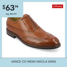 Introducing the Nikola slip-on oxford from Vance Co., a perfect blend of style and comfort with its 1-inch flat heel, slip-on silhouette, and wingtip toe design. Crafted from faux leather with this style offers a sophisticated and versatile option for various occasions. The faux leather lining, 6 mm tru comfort foam footbed, and rubber outer sole ensure both style and comfort, making the Nikola a trendy and practical addition to your footwear collection.Features: ComfortClosure Type: Slip-OnFoo… Oxford Shoes Brown, Shoes Oxford, Shoes Brown, Footwear Collection, Toe Designs, Comfortable Shoes, 1 Inch, Oxford Shoes, Oxford