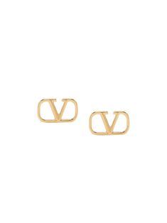 Valentino Garavani VLogo Signature Stud Earrings - Farfetch Stud Design, Jewelry Lookbook, Van Cleef Arpels, Valentino Studs, Outfits Casual, Pearl Drop Earrings, Lady Dior, Ear Studs, Gold Earrings Studs