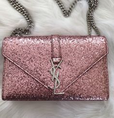 Pink Ysl Bag, Pink Ysl, Style Names, Handbag Styles, Backpack Luxury, Prom Bag, Dream Things, Rose Bag, Glitter Bag