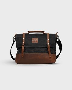 Classic Rectangular Waxed Canvas Bag, Classic Canvas Satchel With Waxed Finish, Classic Black Canvas Bag, School Satchel With Canvas Lining, Black Rectangular Satchel With Canvas Lining, Classic Black Canvas Satchel, Classic Canvas Shoulder Satchel, Classic Canvas Bag With Waxed Finish, Classic Brown Satchel With Canvas Lining