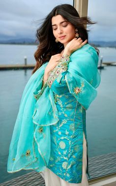 Nimrat khaira Nimrat Khaira Pics, Twinkle Dress, Simple Indian Suits, Sky Blue Suit, Indian Wedding Couple Photography, Girl Crush Fashion, Arabian Beauty Women, Pakistani Fashion Party Wear