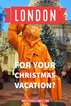 a statue with the words london for your christmas vacation?