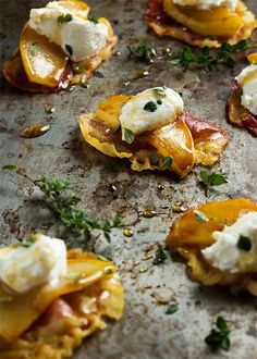 some food is laying on a baking sheet