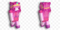 an image of a pink pixellated character in the style of minecraft, hd png