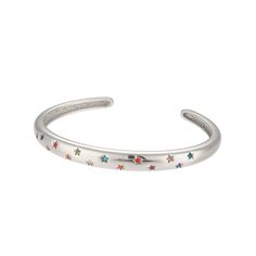 Eloise's multicoloured bangle in silver: a powerful symbol of positivity and hope. This silver bangle is adorned with multicoloured rainbow stars. It's open design radiates vibrancy and vitality. It's materials ensure quality and durability. Comfortable and stylish, this bangle is a must-have accessory that instantly elevates your look. Meticulously crafted from 316L stainless steel, this bangle is waterproof and hypoallergenic. Rainbow Stars, Rainbow Star, Artisan Gift, Open Design, Silver Bangle, Silver Bangles, Fashion Jewellery, Badger, Inspirational Gifts