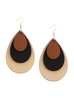 PRICES MAY VARY. BOHO CHIC DESIGN: These earrings feature a unique waterdrop shape with a triple-layered teardrop design in black, brown, and beige leather. HIGH-QUALITY MATERIAL: Made from high-grade faux leather, these earrings are both lightweight, durable and comfortable for all-day wear. VERSATILE STYLE: The striking color combination and layered design make these earrings perfect for any occasions, adding a chic touch to any look. PERFECT GIFT: Surprise your loved ones with this stylish an Diy Leather Earrings Ideas, Cricut Wood Earrings, Leather Earrings Ideas, Diy Soda, Cricut Leather, Handmade Leather Jewelry, Diy Leather Earrings, Personal Jewelry, Boho Chic Design