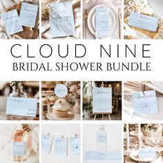 a collage of photos with the words cloud nine bridal shower bundle