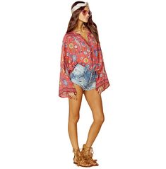 Vintage O Neck Floral Spring Birds Print Flare Long Sleeves Hippie Top Spring Bohemian Relaxed Fit Tops, Bohemian Relaxed Fit Tops For Spring, Bohemian Style Relaxed Fit Blouse For Spring, Hippie Long Sleeve Top With Boho Collar, Casual Blouse With Boho Collar For Spring, Free-spirited Long Sleeve Festival Blouse, Free-spirited Long Sleeve Vacation Tops, Long Sleeve Boho Top For Vacation, Spring Hippie Blouse For Day Out