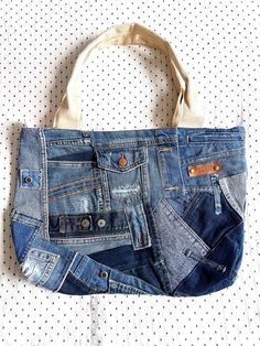 a purse made out of old jeans