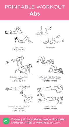 the printable workout poster shows how to do an abs exercise for beginners