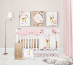 "Made just for your baby girl, you're going to LOVE this personalized fawn crib bedding set! Perfect for any baby girl deer crib bedding, personalize this baby girl crib bedding set with your baby's name on these personalized fawn crib bedding pieces for an adorable addition to your baby girl woodland nursery, deer nursery, fawn nursery, or pink floral nursery! ♥ CRIB BEDDING SET OPTIONS ~ 2 Piece Set: Deer crib sheet of your choice Personalized fawn minky baby blanket ~ 3 Piece Set: Deer crib s Pink Deer Nursery, Fawn Nursery, Baby Girl Crib Sheets, Woodland Nursery Bedding, Woodland Baby Girl, Baby Girl Crib Bedding Sets, Pink Floral Nursery, Fawn Print