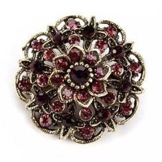 www.Nuroco.com - Vintage Gold Crystal Antique Brooch Pins Wedding Bouquet Jewelry, Bouquet Jewelry, Wedding Brooch Bouquets, Antique Gold Jewelry, Brooch Bouquets, Antique Brooches, Flower Pins, Crystal Flower, Vintage Crystal