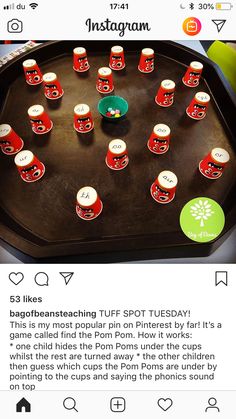 an instagram page with red and white cups on it