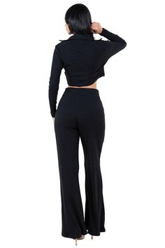 Sexy 2pcs set ,scoop neckline, long sleeves , elasticized waist bell bottoms pantsModel size small 5'7" 33-27-36 S:Top Bust 32,Top length 15, Pant length 42,Waist 24, Hip 36.M:Top Bust 34,Top length 15, Pant length 42,Waist 26, Hip 38.L:Top Bust 36,Top length 15, Pant length 43,Waist 28, Hip 40.XL:Top Bust 38,Top length 16, Pant length 43,Waist 31 ,Hip 42.2XL:Top Bust 42,Top length 17, Pant length 44,Waist 34 ,Hip 45.Made In: CHINAFabric Contents: 95% POLYESTER 5% SPANDEX Fitted Long Sleeve Matching Pant Set, Fitted Wide Leg Loungewear Set, Stretch Matching Set Pants For Fall, Fall Stretch Pants Matching Set, Stretch Pants Matching Set For Fall, Fall Stretch Pants With Matching Set, Trendy Fitted Pant Set With Long Sleeves, Two-piece Stretch Set With Long Sleeves, Trendy Fitted Long Sleeve Pant Set