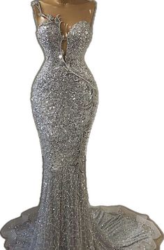 Mermaid Evening Gown, Illusion Neckline, Mermaid Gown, Gown Dress, Silver Sequin, Evening Gown, Entrance, Sequin, Mermaid