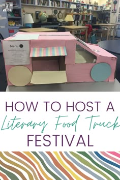 a cardboard box with the words how to host a library food truck festival