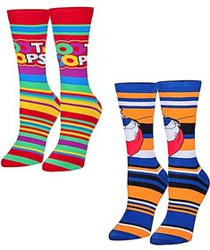 KELLOGGS FROOT LOOPS & FROSTED FLAKES 2 Pair Of Unisex Socks - Novelty Socks for Less Froot Loops Cereal, Sock Store, Food Socks, Cereal Boxes, Sock Game, Crazy Socks, Novelty Socks, Tube Socks, Frosted Flakes