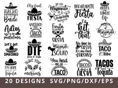 20 mexican svg / dxf files for silhouettes and cricut