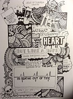 a black and white drawing with words on it