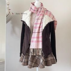 Winter To Spring, Chunky Scarf, J Fashion, Pink Plaid