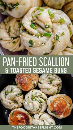 pan fried scallion and toasted sesame buns are the perfect appetizer