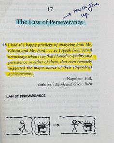 the law of perseveraance is written on an open book with yellow marker