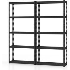 an empty shelving unit with four shelves on one side and three rows on the other