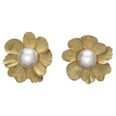 Elegant Sets, South Seas, South Sea Pearls, Yellow Gold Earring, Tahiti, Gold Flowers, Bright White, Flower Earrings, Bridal Jewelry