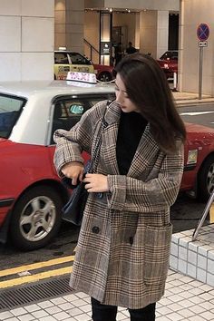 Loose Elegant Plaid Woolen Coat Jacket – Tomscloth Casual Plaid Winter Blazer, Casual Plaid Long Sleeve Blazer, Casual Long Sleeve Plaid Blazer, Casual Long Coat Blazer For Winter, Casual Oversized Blazer For Winter, Plaid Outerwear, Womens Fall Coats, Autumn Coat, Coat For Women