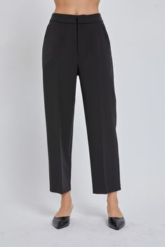 Description: High rise straight leg dress pant Material: 95% Polyester 5% Spandex