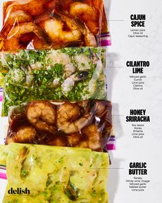 the ingredients for shrimp are shown in this poster