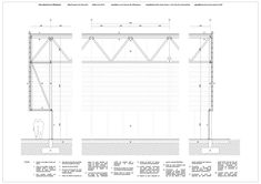 an architectural drawing shows the details of a building's roof and walls, as well as measurements