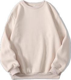 Pink Ribbed Collar Crew Neck Sweatshirt, Pink Crew Neck Sweatshirt With Ribbed Collar, Sporty Solid Color Winter Tops, Basic Pink Sweatshirt For Fall, Casual Solid Sweats With Ribbed Collar, Casual Solid Fleece Sweatshirt, Casual Fleece Sweatshirt In Solid Color, Sporty Long Sleeve Beige Sweater, Basic Long Sleeve Stretch Sweatshirt