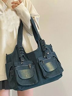 Fashion Womens Denim Handbags Tote Bags Satchels Pockets Casual Shoulder Bags | eBay Rectangular Denim Blue Shoulder Bag With Pockets, Denim Blue Satchel Bag With Pockets, Denim Blue Double Handle Bag With Pockets, Denim Blue Bags With Double Handle And Pockets, Denim Blue Shopping Bag With Pockets, Trendy Handheld Hobo Bag With Pockets, Vintage Denim Blue Travel Bag, Blue Shoulder Bag With Multiple Pockets, Casual Satchel Shoulder Bag With Multiple Pockets