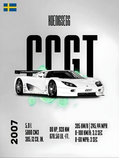 a white sports car is shown in this advert for the company's website