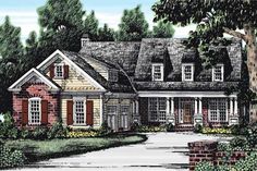 this is an artist's rendering of these country house plans for the front of their home