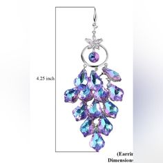 Gorgeous Crystal Earrings. Purple Crystal Earrings For Pierced Ears, Nickel-free Purple Earrings For Party, Purple Dangle Chandelier Earrings For Party, Single Purple Drop Earring, Purple Single Drop Earring, Earrings Color, Crystal Earrings, Blue Purple, Blue And Purple