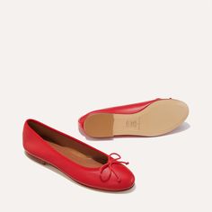 The Demi - Scarlet Nappa – Margaux Elegant Ballet Flats With Red Sole, Leather Ballet Flats With Red Sole, Classic Red Ballet Flats With Leather Sole, Red Leather-sole Ballet Flats For Formal Occasions, Red Slip-on Ballet Flats With Leather Sole, French Girl Chic, Closet Essentials, French Girls, Handmade Shoes