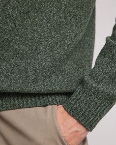 Men's round-neck sweater in extra-fine recycled wool with ribbed cuffs, collar and waistband. Wool Sweater Men, Round Neck Sweaters, Style Chic, Military Green, Wool Sweater, Men's Sweater, Wool Sweaters, Kids Accessories, Summer Collection