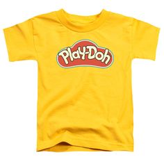 Officially Licensed Merchandise. Printed in the U.S.A. 100% Cotton High Quality Pre Shrunk Machine Washable T Shirt Design Will Not Fade, Crack or Peel After Multiple Washes. State of the Art Digitally Printed Clothing. Made to Order. Takes 2-5 Business Days to Make to Perfection. Hasbro Play Doh, Logo Yellow, Cotton Hoodies, Black Shirts Women, Yellow Tees, Mens Workout Shirts, T Shirt Logo, Printed Clothing, Family Halloween Costumes