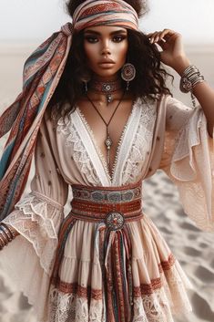 Romani Clothing, Bohemian Closet, Free Spirit Aesthetic, Head Scarves, Hippie Clothes