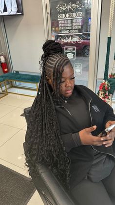 Freestyle Fulani Braids, Freestyle Fulani, Braided Ponytails, Braided Half Up, Fulani Braids, Braided Hair, Pretty Hair, Braided Ponytail, Half Up Half Down