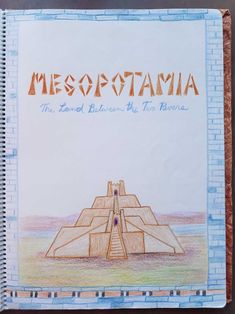 a drawing of a pyramid with the word mesopopotama written on it